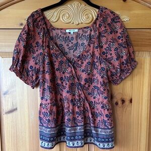 🌟HP🌟Madewell Puff-Sleeve Peplum Top in Cavoli Floral